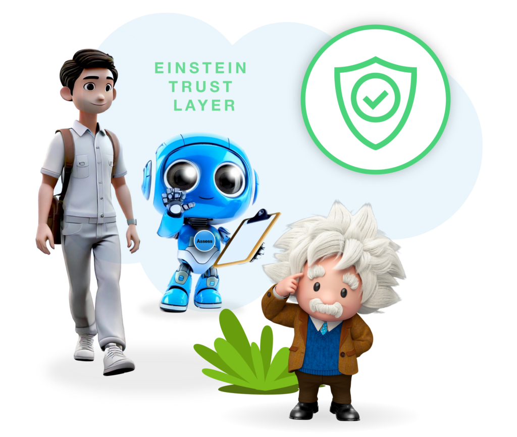 Globebyte AI Assess for Learning agent with a trust badge, highlighting secure, reliable, and equitable feedback for learners.